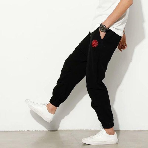men's pants 2021 spring casual simple trousers harem street harajuku loose, Black 
men's pants 2021 spring casual simple trousers harem street harajuku loose, Black