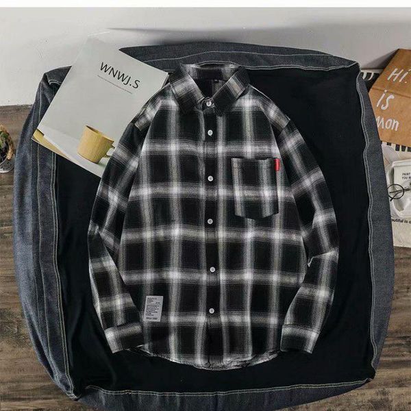 men's casual shirts plaid long-sleeved shirt jacket korean style autumn and winter base literary leisure comfortable loose, White;black
men's casual shirts plaid long-sleeved shirt jacket korean style autumn and winter base literary leisure comfortable loose, White;black
