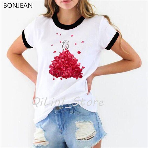 illustration of flowers dresses clothes women t shirts funnt vogue femme harajuku kawaii female novelt, White
illustration of flowers dresses clothes women t shirts funnt vogue femme harajuku kawaii female novelt, White