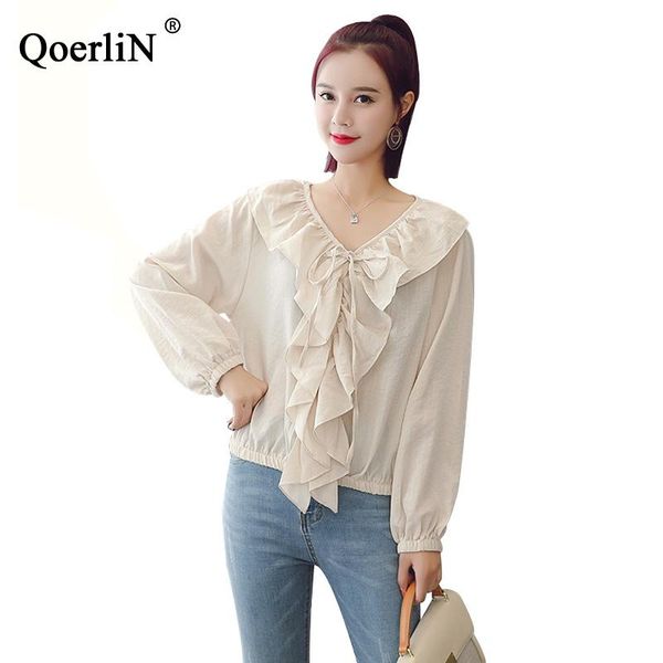 women's blouses & shirts qoerlin long sleeve shirt womens autumn winter 2021 korean v-neck ruffled lantern blouse female plus size whit, White
women's blouses & shirts qoerlin long sleeve shirt womens autumn winter 2021 korean v-neck ruffled lantern blouse female plus size whit, White