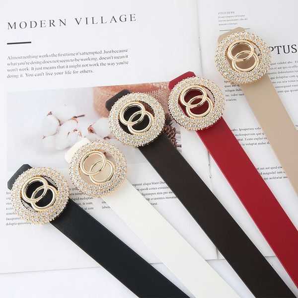 belts 2021 designer brand black white leather belt women alloy double ring circle buckle female waist jeans dress wild, Black;brown
belts 2021 designer brand black white leather belt women alloy double ring circle buckle female waist jeans dress wild, Black;brown