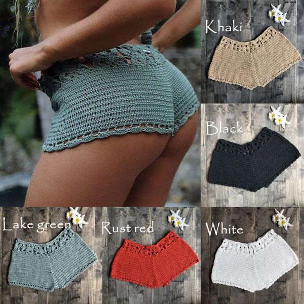 women's casual high waisted short mini knitwear slim beach shorts pants swimwear, White;black
women's casual high waisted short mini knitwear slim beach shorts pants swimwear, White;black