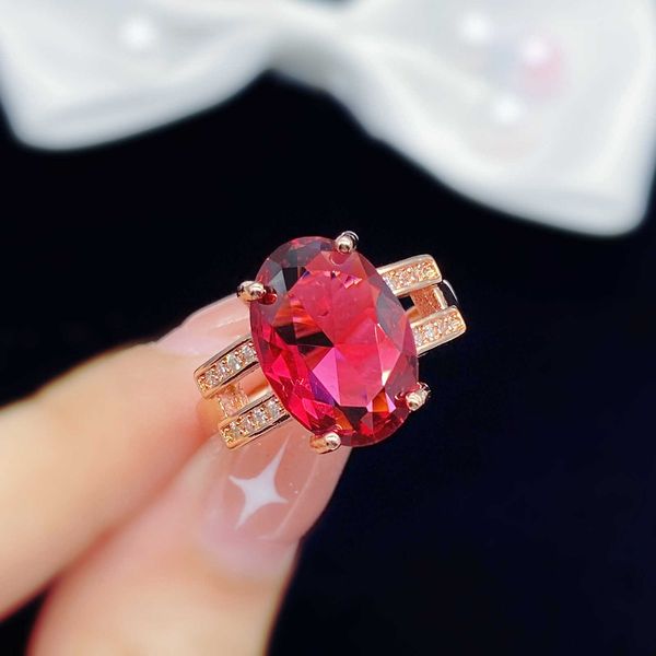 new temperament fashion double row flash diamond oval simulation red tourmaline color treasure opening ring female living ring, Golden;silver
new temperament fashion double row flash diamond oval simulation red tourmaline color treasure opening ring female living ring, Golden;silver