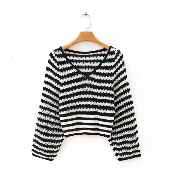 women's knits & tees summer-autumn women casual white with black knitted pullover female fashion striped print long sleeve loose s
women's knits & tees summer-autumn women casual white with black knitted pullover female fashion striped print long sleeve loose s