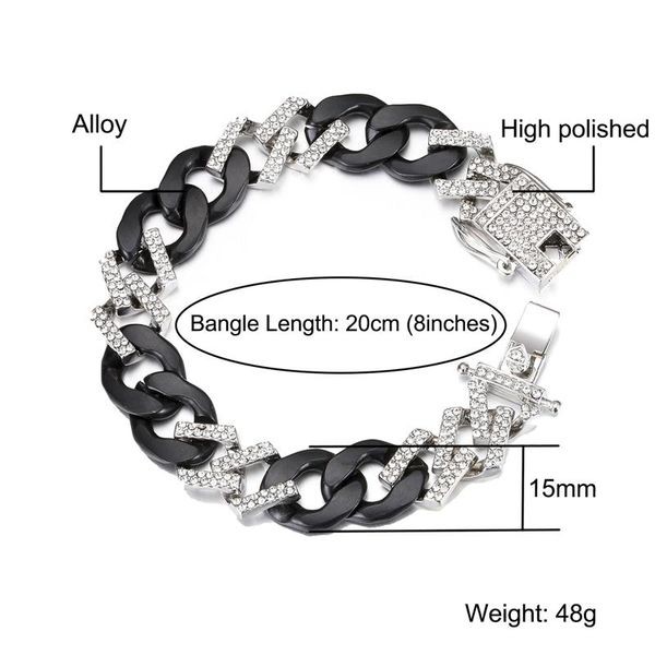 link, chain hip hop 15mm bling iced out miami black cuban link full crystal pave men's bracelet for men women jewelry
link, chain hip hop 15mm bling iced out miami black cuban link full crystal pave men's bracelet for men women jewelry