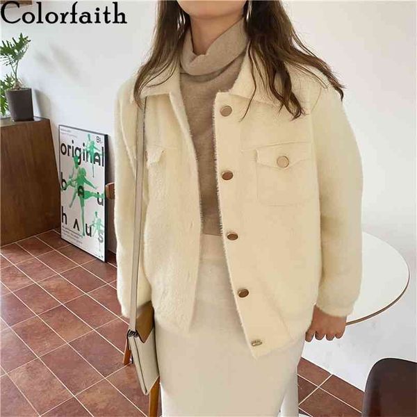 autumn winter women's knitwear buttons cardigan turn-down collar fake mink cashmere pockets swc1176jx 210427, White;black
autumn winter women's knitwear buttons cardigan turn-down collar fake mink cashmere pockets swc1176jx 210427, White;black