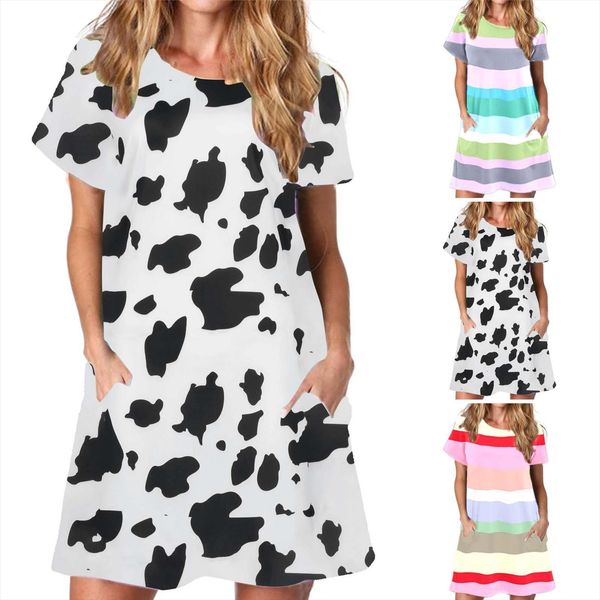 summer short sleeve women dress o neck printing pocket plus size sleep dresses loose vestido de mujer, Black;gray
summer short sleeve women dress o neck printing pocket plus size sleep dresses loose vestido de mujer, Black;gray