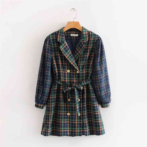 spring autumn women jacket dress fashion double breasted turn down collar lace long sleeve plaid thick 210524, Black;gray
spring autumn women jacket dress fashion double breasted turn down collar lace long sleeve plaid thick 210524, Black;gray