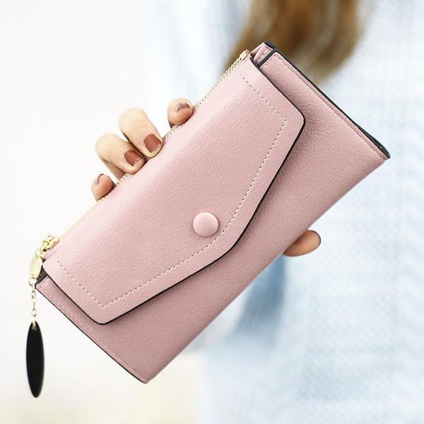 wallets style wallet women's long buckle wax oil leather simple solid color handbag, Red;black
wallets style wallet women's long buckle wax oil leather simple solid color handbag, Red;black