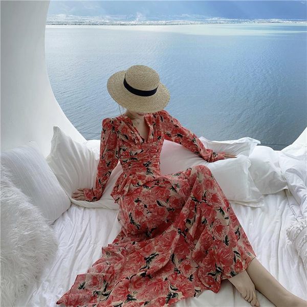 casual dresses french style floral dress women's autumn in 2021 high waist slim slimming niche retro long trend, Black;gray
casual dresses french style floral dress women's autumn in 2021 high waist slim slimming niche retro long trend, Black;gray