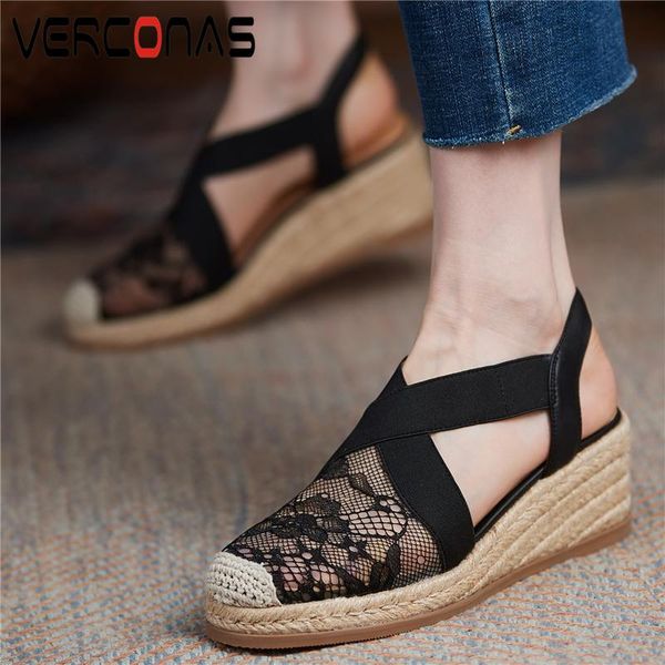 sandals verconas retro women summer round toe wedges heels slippers mesh genuine leather pumps casual shoes woman 2021 est, Black
sandals verconas retro women summer round toe wedges heels slippers mesh genuine leather pumps casual shoes woman 2021 est, Black