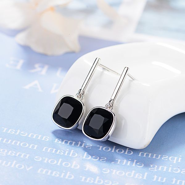 925 sterling silver black square charm drop earrings for women wedding party jewelry pendientes eh903, Golden
925 sterling silver black square charm drop earrings for women wedding party jewelry pendientes eh903, Golden
