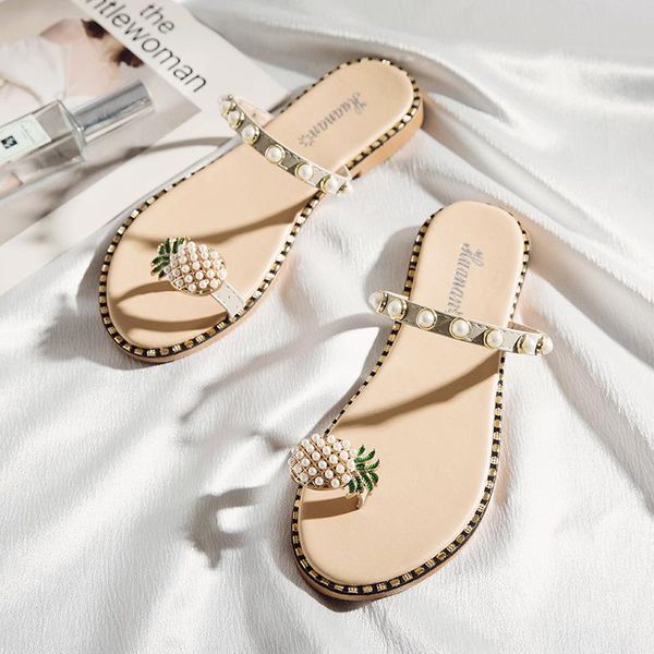 women sandals leather pearl spilt toe slip on flip flops silk pineapple summer beach slides casual shoes 35-40, Black
women sandals leather pearl spilt toe slip on flip flops silk pineapple summer beach slides casual shoes 35-40, Black