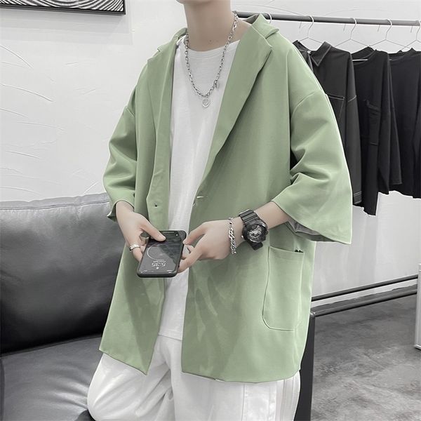 men's suits & blazers summer short-sleeved blazer fashion loose black blue green suit jacket men korean business society mens dres, White;black
men's suits & blazers summer short-sleeved blazer fashion loose black blue green suit jacket men korean business society mens dres, White;black