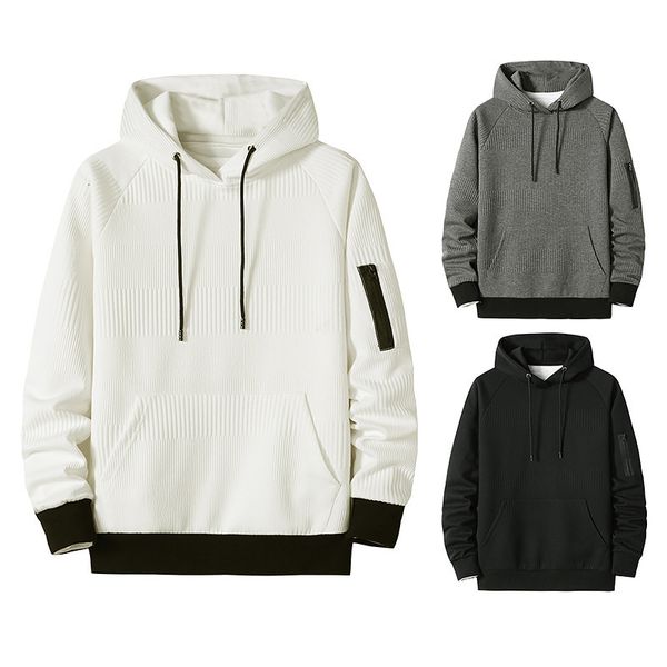 tracksuit men's hooded hoodie long striped pullover's quilted hoodies with cord slices, Gray
tracksuit men's hooded hoodie long striped pullover's quilted hoodies with cord slices, Gray