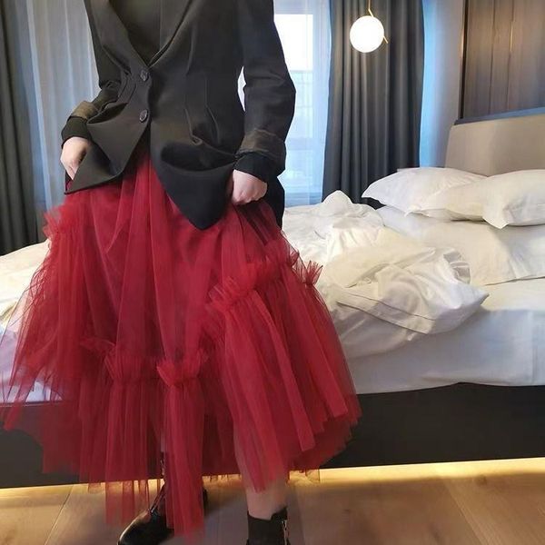 summer casual long mesh womens skirts princess elastic high waist ruffled tiered tulle pleated maxi faldas mujer moda, Black
summer casual long mesh womens skirts princess elastic high waist ruffled tiered tulle pleated maxi faldas mujer moda, Black