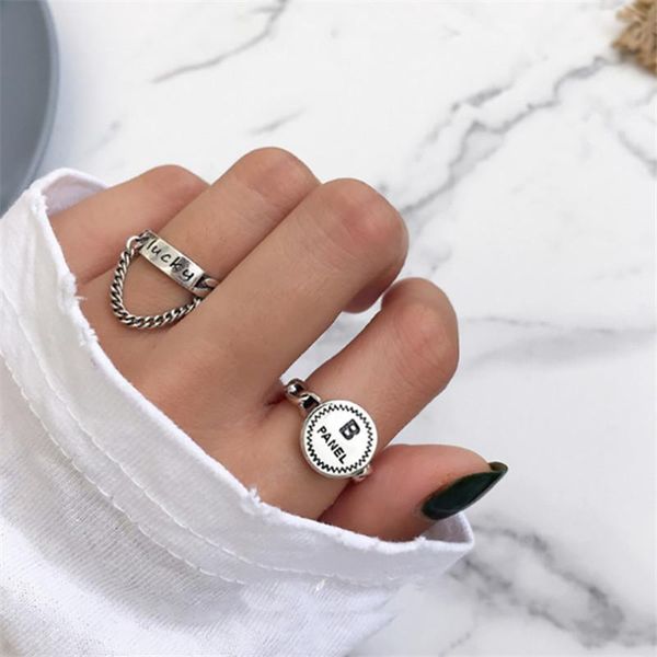 cluster rings fashion classic s925 sterling silver chain letter open ring design finger for women men party jewelry gift couple jewel, Golden;silver
cluster rings fashion classic s925 sterling silver chain letter open ring design finger for women men party jewelry gift couple jewel, Golden;silver