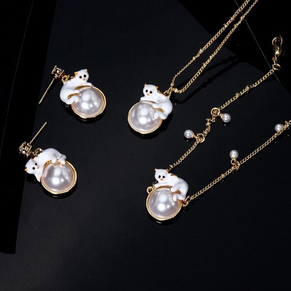 earrings & necklace cute lovely enamel glaze jewelry sets for women white cat earring bracelet female lady animal party accessories, Silver
earrings & necklace cute lovely enamel glaze jewelry sets for women white cat earring bracelet female lady animal party accessories, Silver