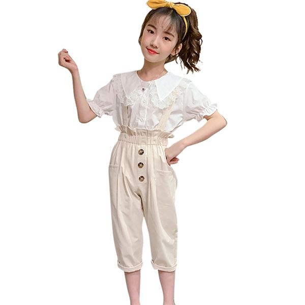 teen girls clothing lace tshirt + jumpsuit for summer clothes set casual style children's 210527, White
teen girls clothing lace tshirt + jumpsuit for summer clothes set casual style children's 210527, White
