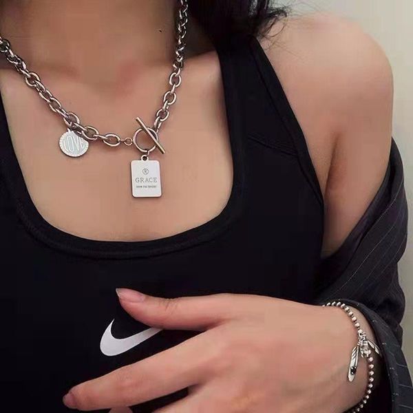 chains titanium steel pendant necklace for women 2021 vintage style men's long neck aesthetic choker letter wholesale, Silver
chains titanium steel pendant necklace for women 2021 vintage style men's long neck aesthetic choker letter wholesale, Silver