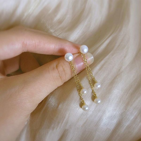 dangle & chandelier diwenfu 10k yellow gold jewelry dorp earring for women orecchini natural southsea pearls gemstone drop female, Silver