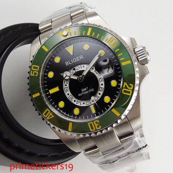 43 mm sapphire glass gmt green ceramic tableware black ironing board automatic clockwork date men's clock, Slivery;brown
43 mm sapphire glass gmt green ceramic tableware black ironing board automatic clockwork date men's clock, Slivery;brown