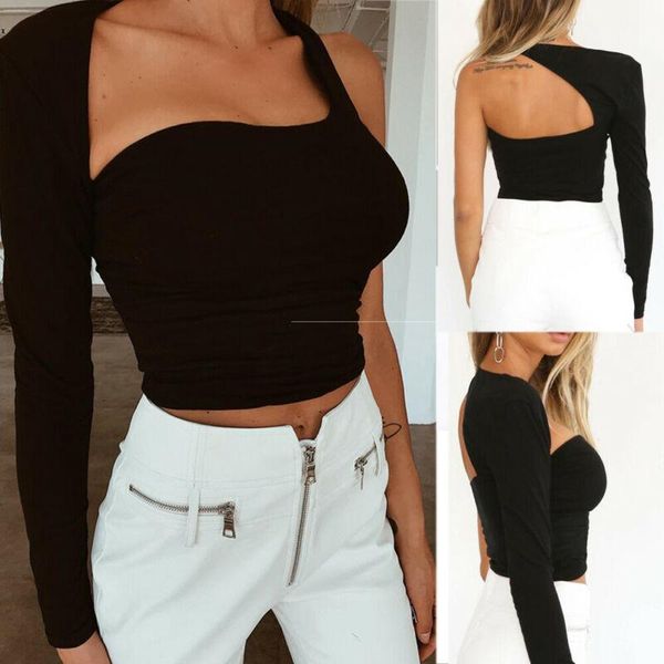 summer women casual one shoulder blouse long sleeve crop shirt slim women's blouses & shirts, White
summer women casual one shoulder blouse long sleeve crop shirt slim women's blouses & shirts, White