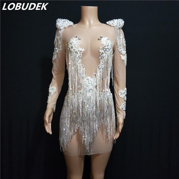 see-through pearl rhinestones fringes dress stage wear singer evening performance mesh tassel birthday crystal short casual dresses, Black;gray
see-through pearl rhinestones fringes dress stage wear singer evening performance mesh tassel birthday crystal short casual dresses, Black;gray