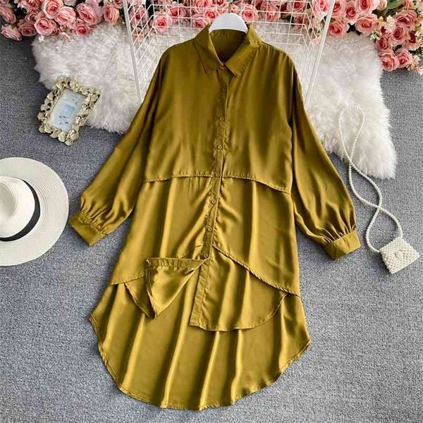 spring temperament fashion loose vestidos women's single breasted shirt mini lapel dress c661 210506, Black;gray
spring temperament fashion loose vestidos women's single breasted shirt mini lapel dress c661 210506, Black;gray
