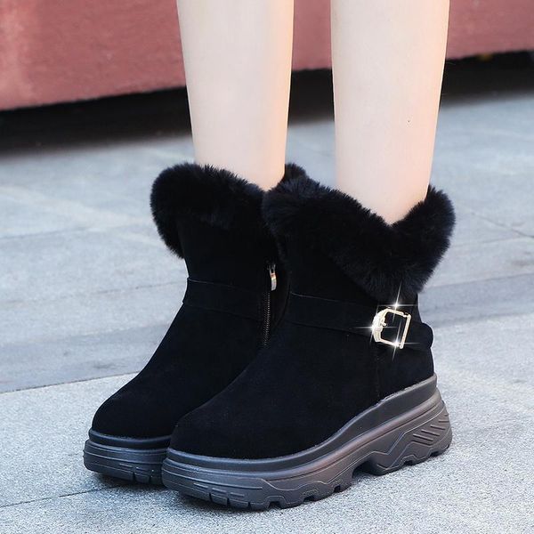 2021 winter women fur wedges snow boots faux suede thicken plush warm shoes woman metal buckle platform ankle botas mujer 4zhu, Black
2021 winter women fur wedges snow boots faux suede thicken plush warm shoes woman metal buckle platform ankle botas mujer 4zhu, Black