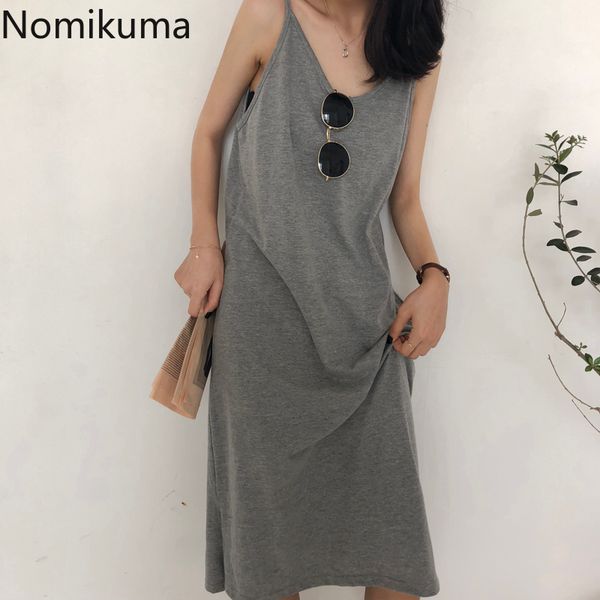 nomikuma chic spaghetti strap dress women solid color casual loose dresses female home clothes vestidos mujer 210514, Black;gray
nomikuma chic spaghetti strap dress women solid color casual loose dresses female home clothes vestidos mujer 210514, Black;gray
