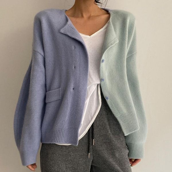 women's knits & tees 2021 south korea's autumn and winter simple super-fit round neck color matching cardigan loose long-sleeved k, White
women's knits & tees 2021 south korea's autumn and winter simple super-fit round neck color matching cardigan loose long-sleeved k, White