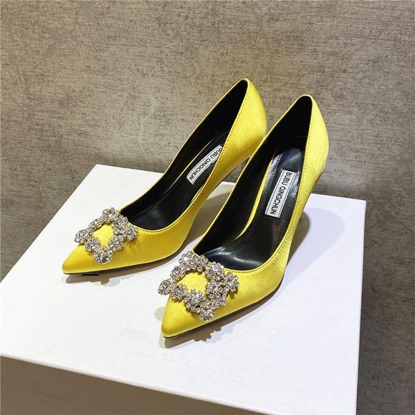 summer style lady pumps yellow satin crystal strass pointy toe stiletto stripper high heels bride wedding shoes dress, Black 
summer style lady pumps yellow satin crystal strass pointy toe stiletto stripper high heels bride wedding shoes dress, Black