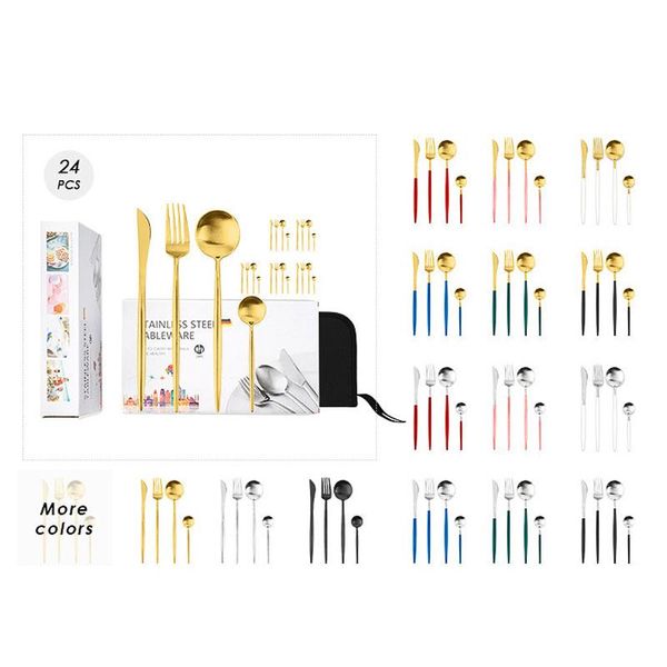 dinnerware sets 24pcs/set stainless steel dinner black gold set knife fork coffee spoon cutlery kitchen tableware gift box
dinnerware sets 24pcs/set stainless steel dinner black gold set knife fork coffee spoon cutlery kitchen tableware gift box