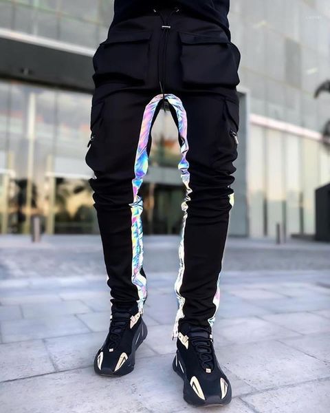 men's pants style outdoor sports night running reflective trousers european and american hip-hop feet men, Black
men's pants style outdoor sports night running reflective trousers european and american hip-hop feet men, Black