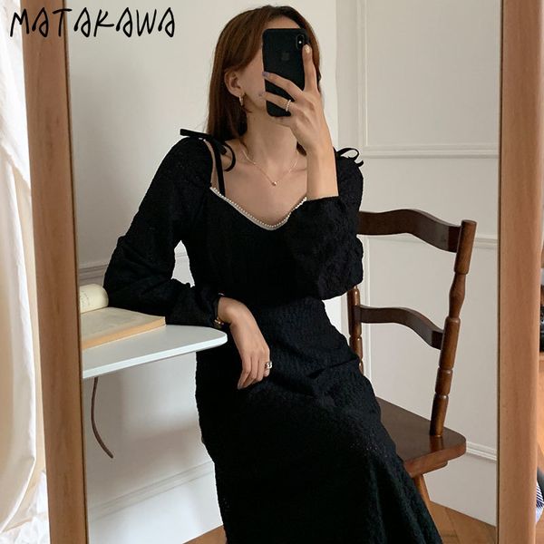 hepburn style hit color women dress square neck tie bow knot waist korean autumn long sleeve pleated vestidos 210506, Black;gray
hepburn style hit color women dress square neck tie bow knot waist korean autumn long sleeve pleated vestidos 210506, Black;gray