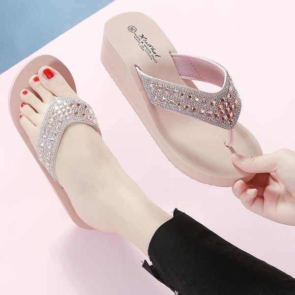 slippers summer fashion rhinestone wearing resort rubber soles beach shoes wedges flip-flops women, Black
slippers summer fashion rhinestone wearing resort rubber soles beach shoes wedges flip-flops women, Black