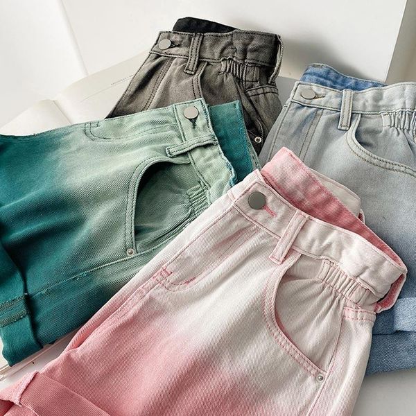 women's shorts summer tie dye gradient jeans vintage streetwear short femme trousers pockets high waist casual denim pants, White;black
women's shorts summer tie dye gradient jeans vintage streetwear short femme trousers pockets high waist casual denim pants, White;black