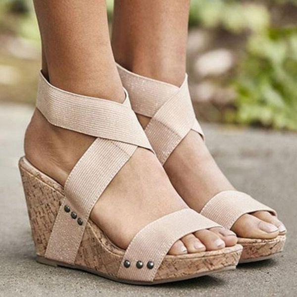 women wedges sandals platform elastic band rivet cross tied slip on high heels casual party ladies mules zapatos mujer 2262w, Black
women wedges sandals platform elastic band rivet cross tied slip on high heels casual party ladies mules zapatos mujer 2262w, Black
