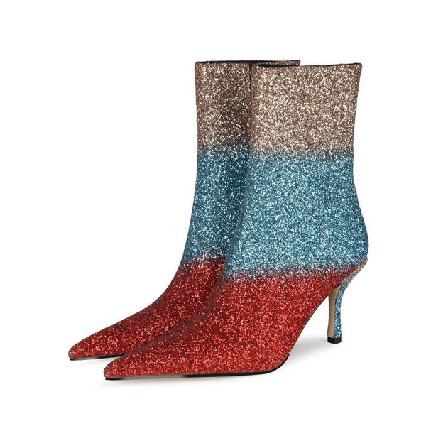 boots blue red green autumn winter women ankle fashion bling pointed toe thin heel side zipper woman's shoes, Black
boots blue red green autumn winter women ankle fashion bling pointed toe thin heel side zipper woman's shoes, Black