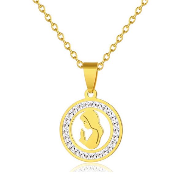 pendant necklaces fashion iced out madonna virgin mary necklace for women gold color stainless steel round religious jewelry, Silver
pendant necklaces fashion iced out madonna virgin mary necklace for women gold color stainless steel round religious jewelry, Silver