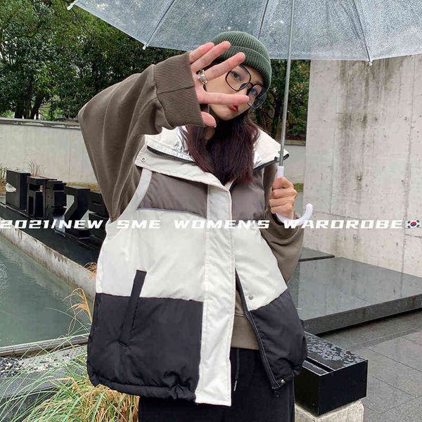 women's down vest 2021 autumn and winter ins korean color matching sleeveless zipper shirt et fashion, Black;white
women's down vest 2021 autumn and winter ins korean color matching sleeveless zipper shirt et fashion, Black;white