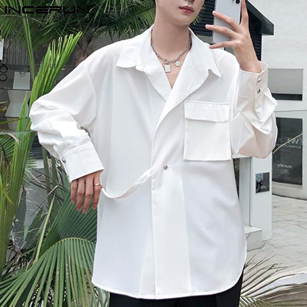 men's casual shirts incerun 2021 korean style fashion men streetwear blouse solid color comfortable loose party nightclub s-5xl, White;black
men's casual shirts incerun 2021 korean style fashion men streetwear blouse solid color comfortable loose party nightclub s-5xl, White;black