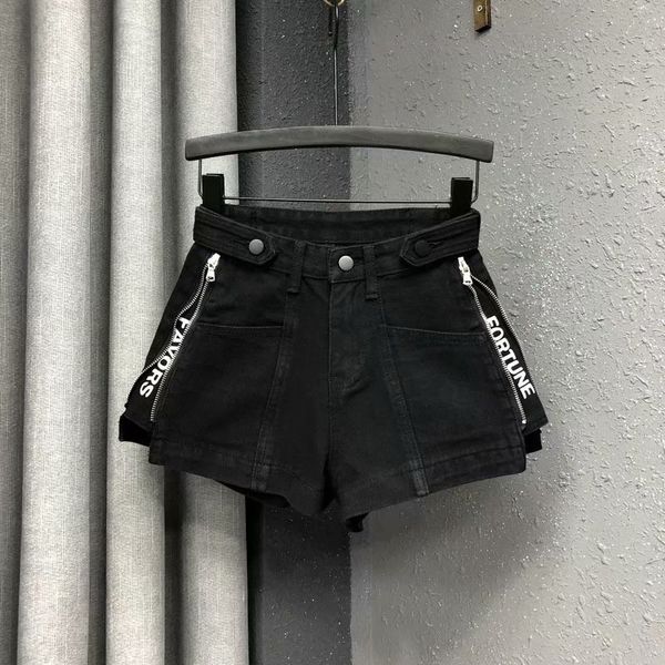 women's 2020 model personality high waist new zipper letter casual thin straight wide leg jeans shorts pants women, White;black
women's 2020 model personality high waist new zipper letter casual thin straight wide leg jeans shorts pants women, White;black