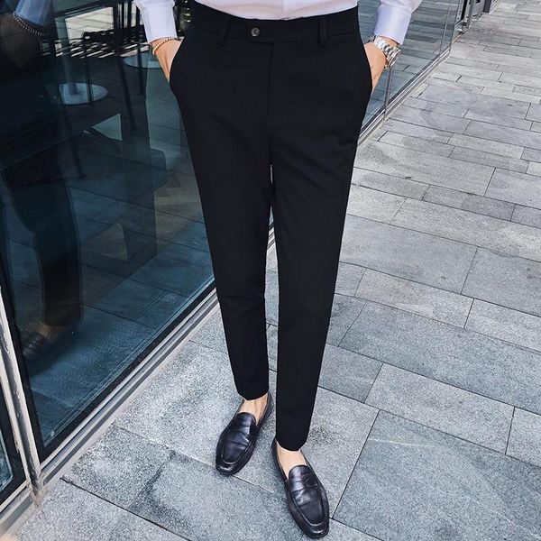 men's pants autumn and winter leisure business office men wear solid color simple slim fit fashion british trend wedding man, Black
men's pants autumn and winter leisure business office men wear solid color simple slim fit fashion british trend wedding man, Black