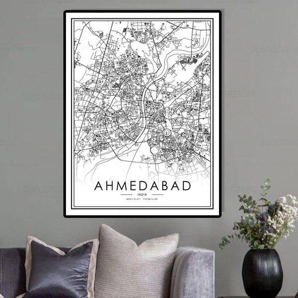 paintings black and white world city map ahmedabad wall art canvas poster prints nordic style picture for living room
paintings black and white world city map ahmedabad wall art canvas poster prints nordic style picture for living room