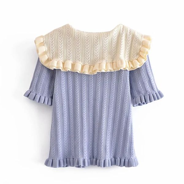 women's knits & tees 2021 summer clothes, decorative stacked lapel sewing short sleeve knitted or crocheted for women, White
women's knits & tees 2021 summer clothes, decorative stacked lapel sewing short sleeve knitted or crocheted for women, White