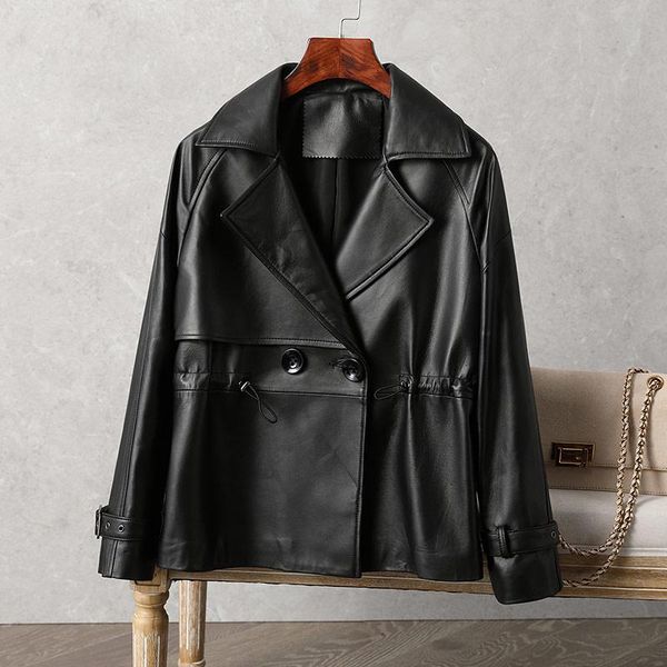 women's leather & faux shzq 2021 clothes short button coat autumn motorcycle expanded jacket small man, Black
women's leather & faux shzq 2021 clothes short button coat autumn motorcycle expanded jacket small man, Black