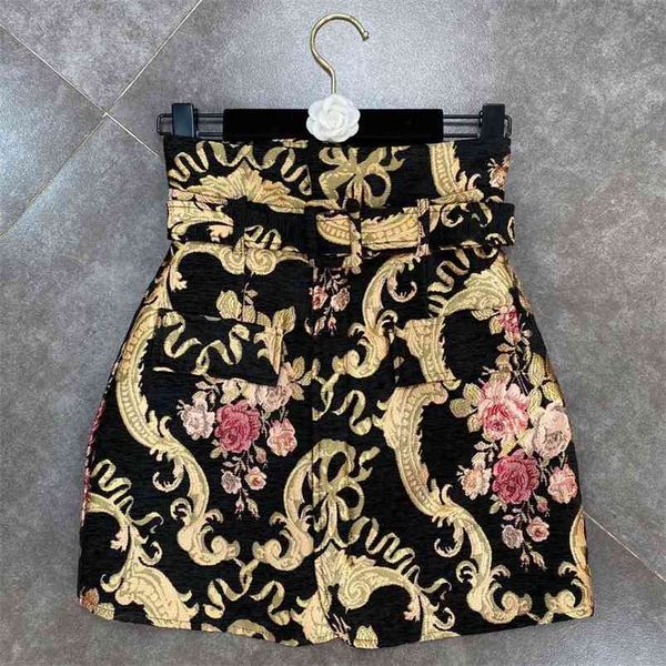 spring fashion belt waist french skirt temperament embossed retro big flower high gl003 210506, Black
spring fashion belt waist french skirt temperament embossed retro big flower high gl003 210506, Black