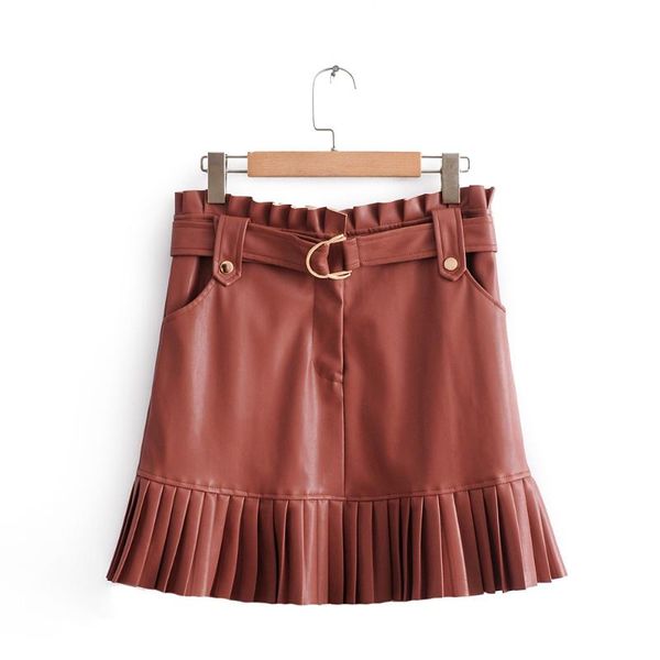 women's shorts chic ruffled wine red pu leather skirt bow belt zipper pleat female fashion basic mini, White;black
women's shorts chic ruffled wine red pu leather skirt bow belt zipper pleat female fashion basic mini, White;black